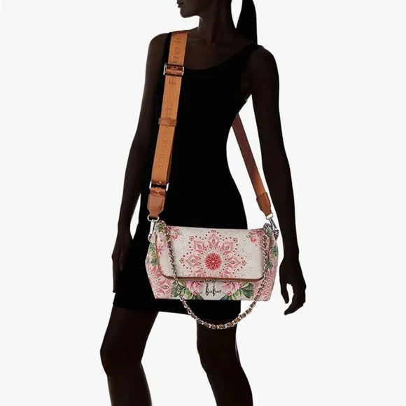 Desigual BOLS_FLOWER Valkyria Venecia Shoulder Bag with long strap and chain - Picture 7 of 15